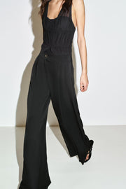 Pantalon palazzo à bouton doré