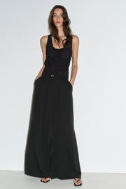 Pantalon palazzo à bouton doré