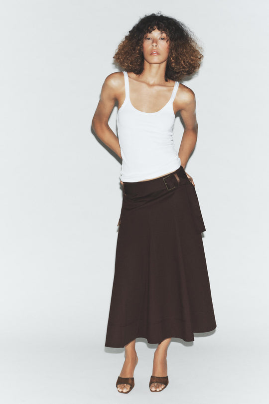 Jupe midi cargo avec ceinture