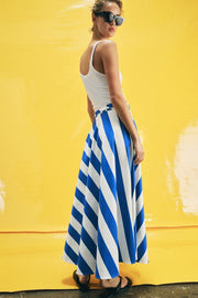 Jupe midi à rayures avec ceinture