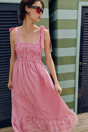 Robe midi à rayures avec nœuds