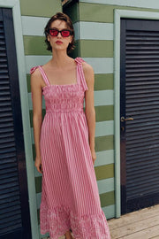 Robe midi à rayures avec nœuds