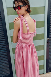 Robe midi à rayures avec nœuds
