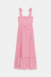 Robe midi à rayures avec nœuds