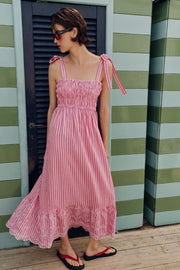 Robe midi à rayures avec nœuds