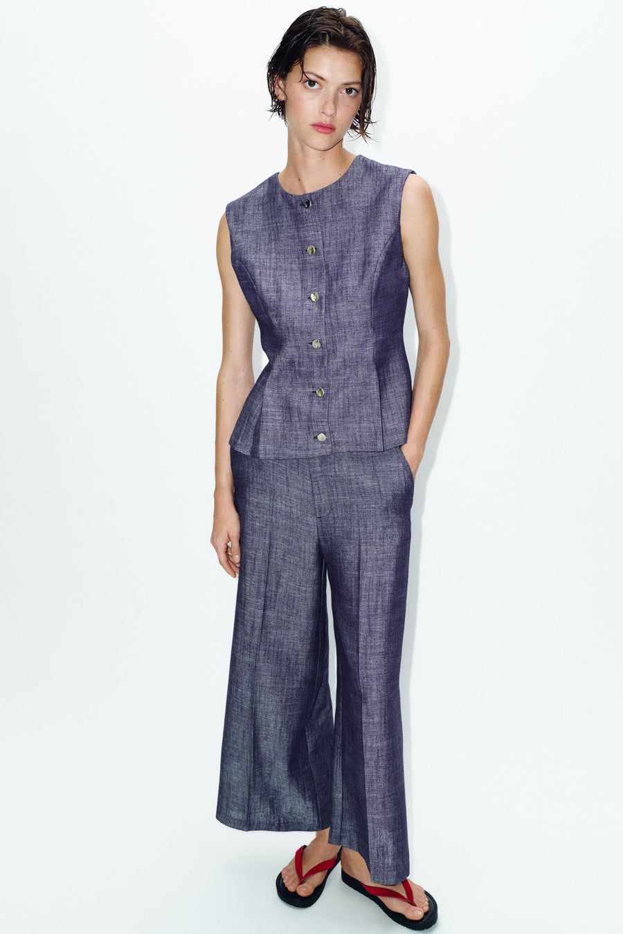 Pantalon-culotte taille haute ensemble