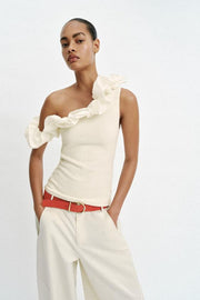 Top bouclé asymétrique