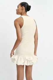 Robe contrastée en bouclé