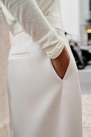 Pantalon coupe barrel satiné