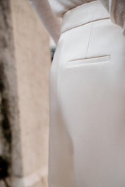 Pantalon coupe barrel satiné