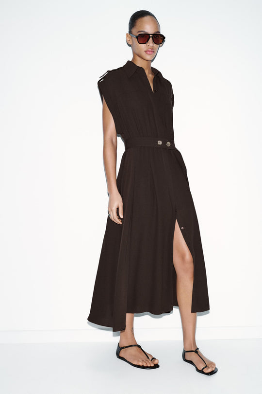 Robe midi avec ceinture