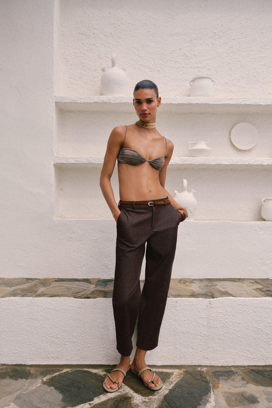 Pantalon chino avec ceinture tressée