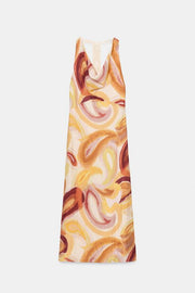 Robe midi imprimée dos contrastée