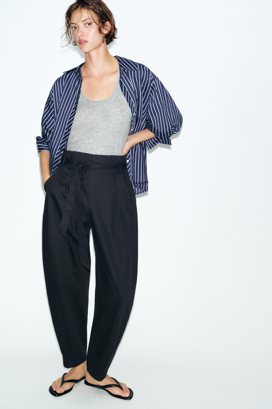 Pantalon paperbag avec ceinture