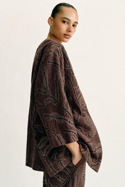 Veste kimono à sequins en fil métallisé