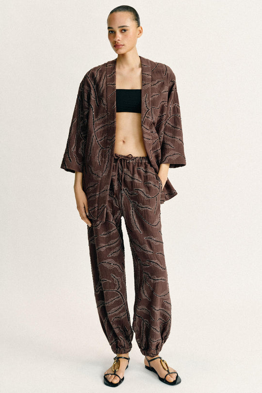 Veste kimono à sequins en fil métallisé