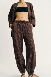 Pantalon bouffant à sequins en fil métallisé