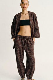 Pantalon bouffant à sequins en fil métallisé