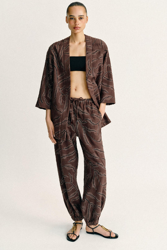 Pantalon bouffant à sequins en fil métallisé