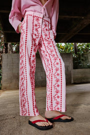 Pantalon à broderies ajourées