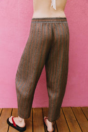 Pantalon à rayures 100 % lin
