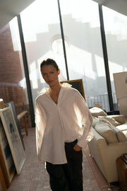 Chemise oversize en lin et dentelle