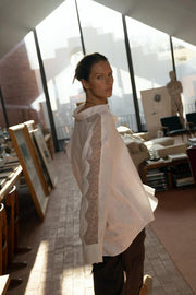 Chemise oversize en lin et dentelle