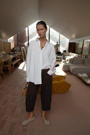 Chemise oversize en lin et dentelle