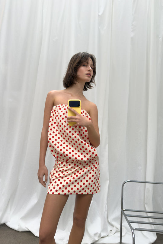 Robe bustier à pois