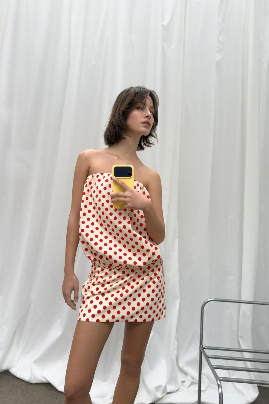 Robe bustier à pois