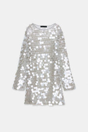 Robe courte en maille à sequins à perles