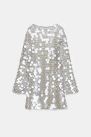 Robe courte en maille à sequins à perles