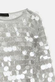 Robe courte en maille à sequins à perles