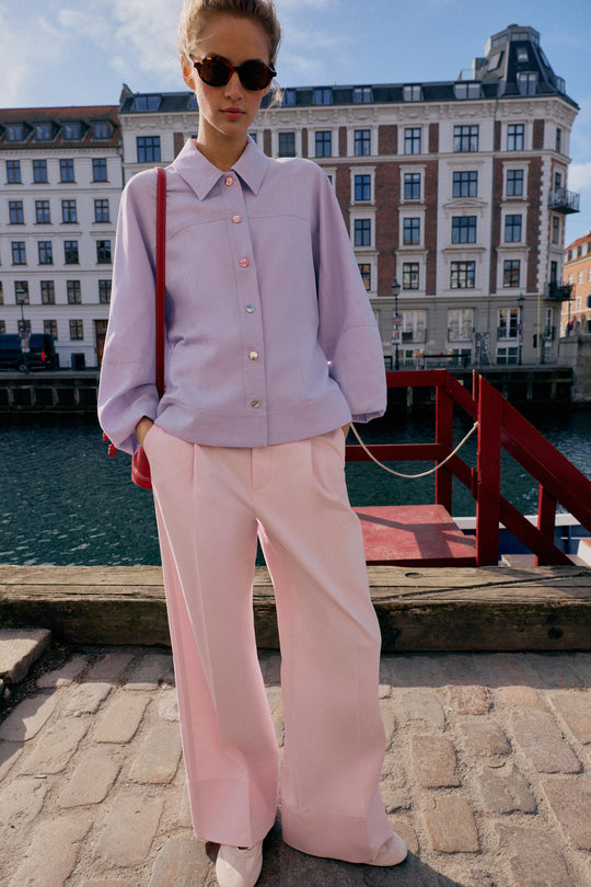 Blouson en lin à manches bouffantes