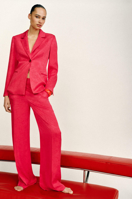 Pantalon droit en jacquard