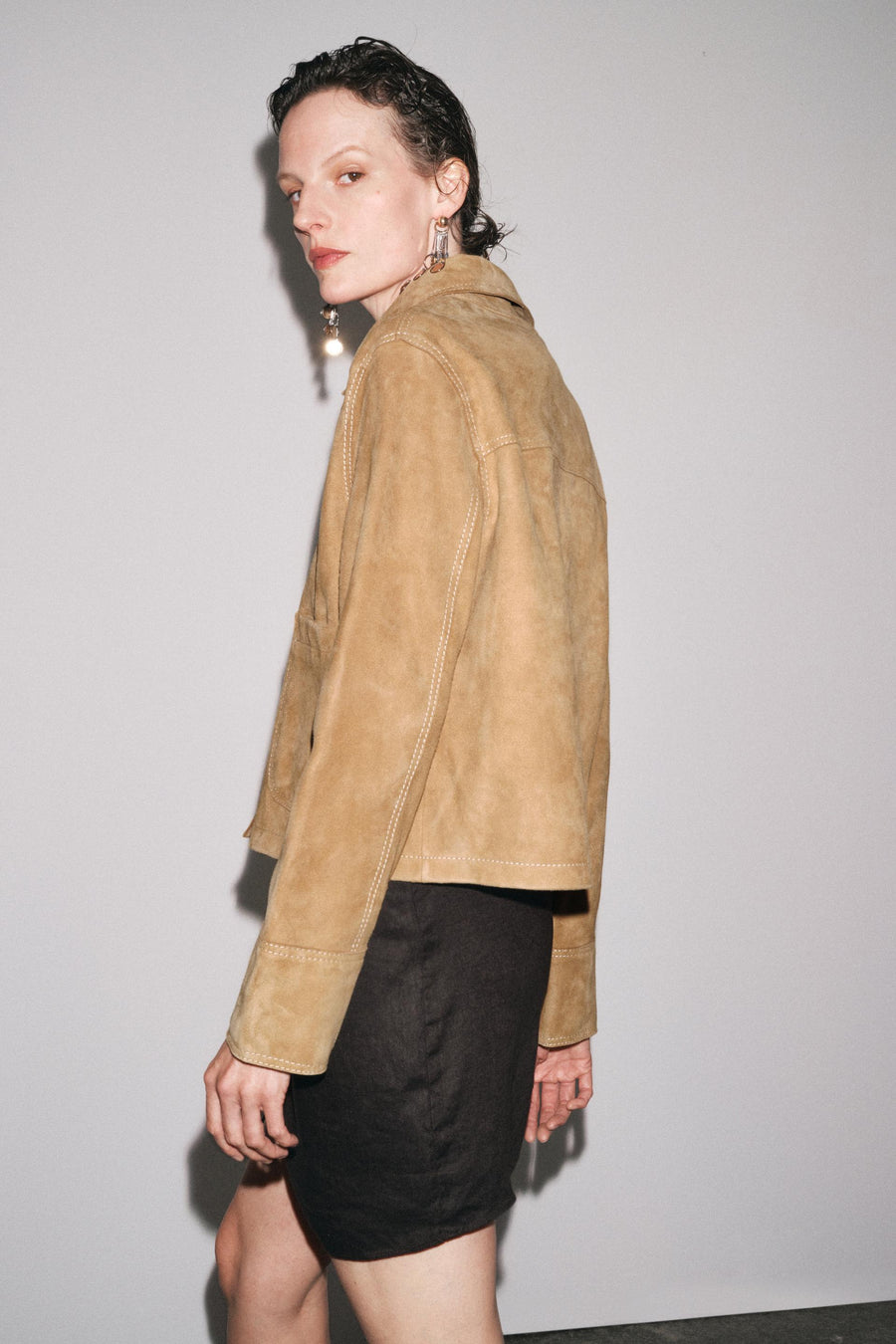 Veste 100 % cuir suédé ZW Collection Édition limitée