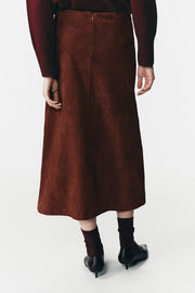 Jupe midi 100 % cuir suédé Édition limitée