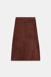 Jupe midi 100 % cuir suédé Édition limitée