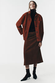 Jupe midi 100 % cuir suédé Édition limitée