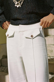 Pantalon-culotte en tissu texturé