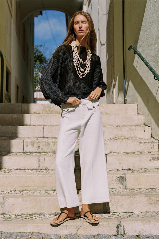 Pantalon-culotte en tissu texturé
