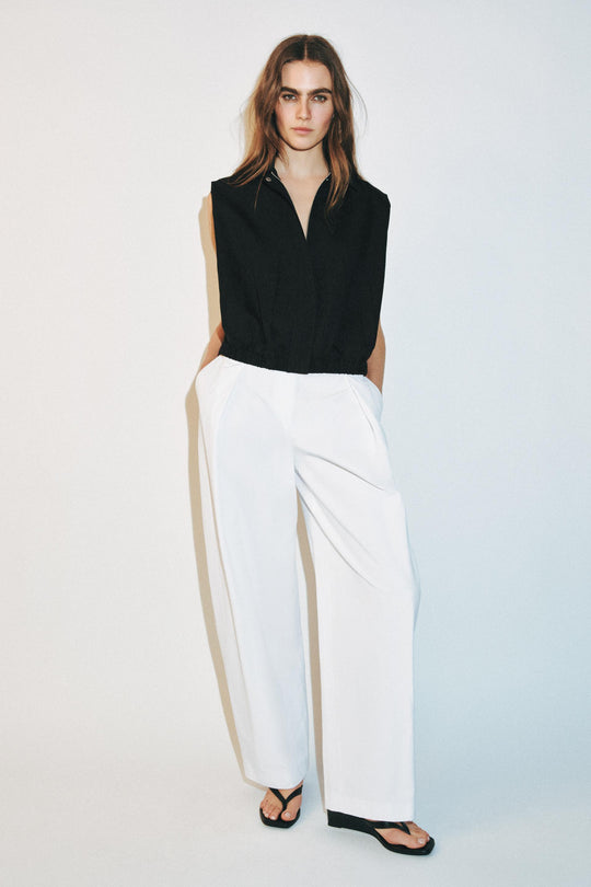 Pantalon en popeline à pinces
