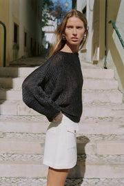 Jupe-culotte en tissu texturé