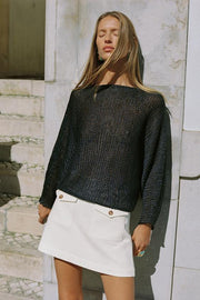 Jupe-culotte en tissu texturé