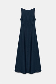 Robe midi en lin à dos ouvert
