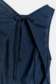 Robe midi en lin à dos ouvert