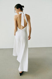 Robe midi contrastée en lin
