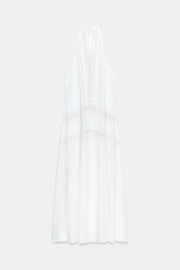 Robe midi contrastée en lin