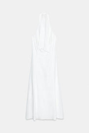Robe midi contrastée en lin