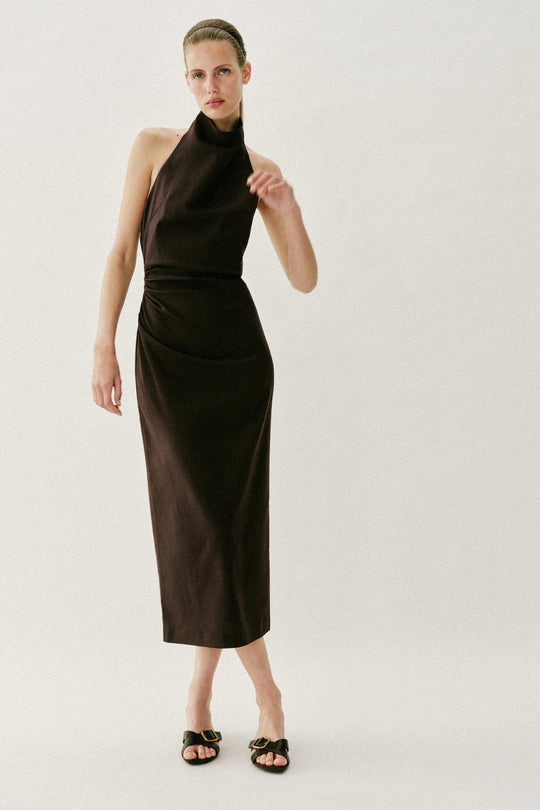 Robe midi dos-nu en lin